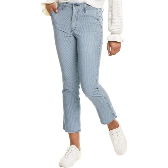 Joe's Hickory Stripe Ankle Jeans High Waist Slash Pockets Women Blue White SZ 25 - Picture 1 of 3